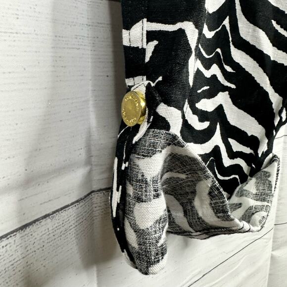 Calvin Klein Womens size XS Zebra Print 100% Linen Cropped Pants Black White NEW - Picture 11 of 14